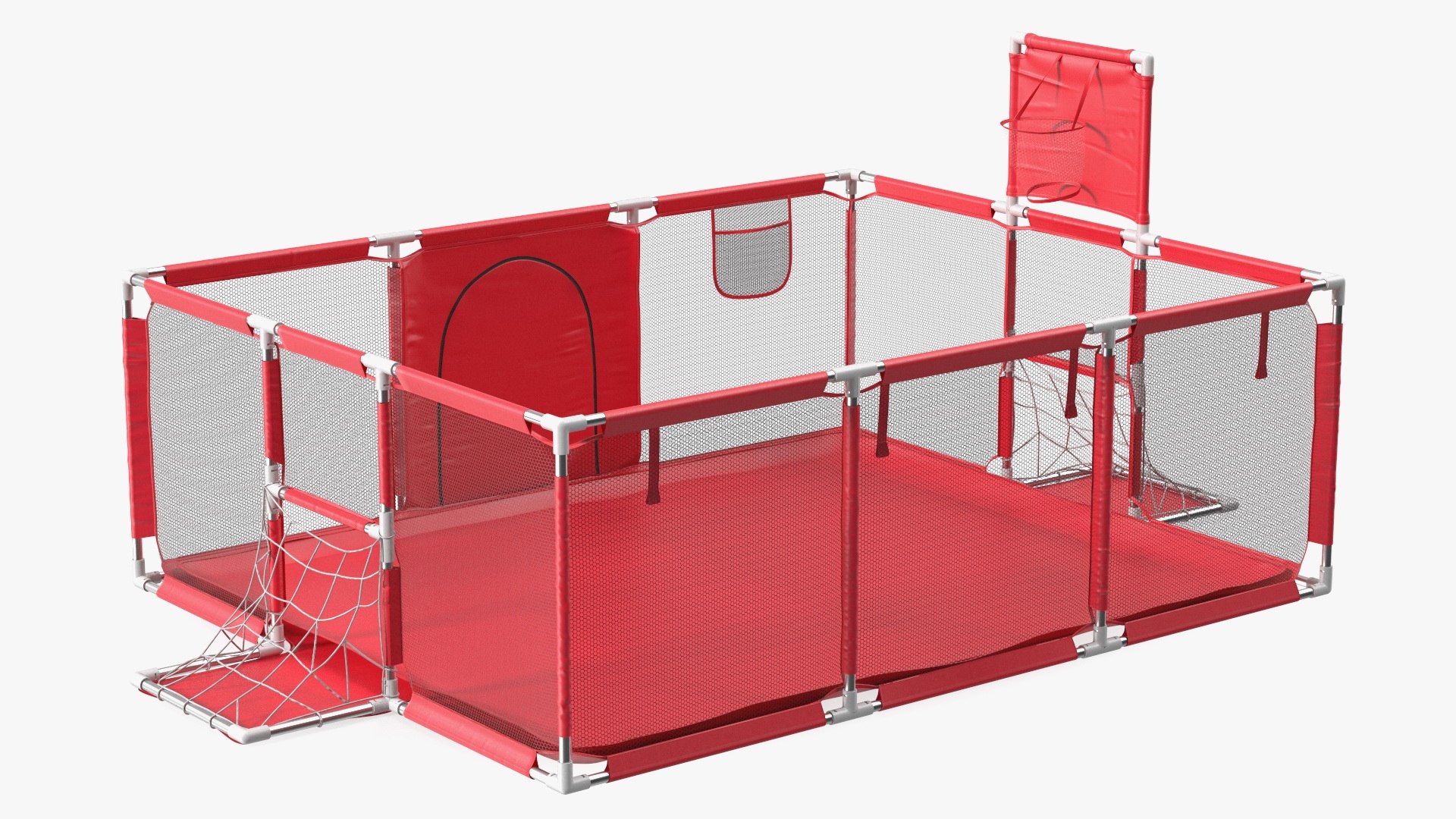Large Red Baby Playpen 3D model preview