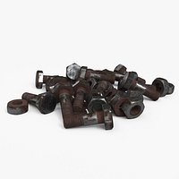 Rusted Metal Hex Bolts Nuts