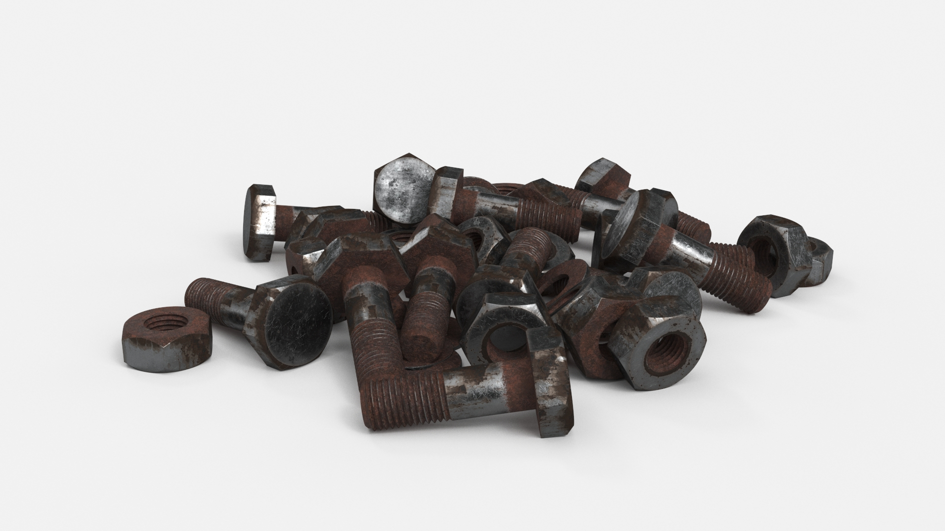 Rusted Metal Hex Bolts Nuts 3D Model TurboSquid 2116860