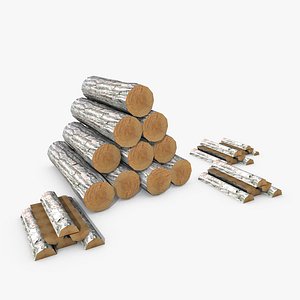 3d model wooden logs