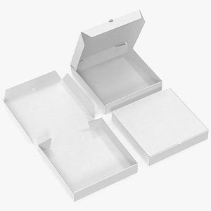 3D pizza boxes white paper