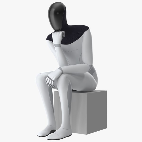 3D Tesla Bot Thinker Pose