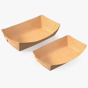 Brown Kraft Paper Food Trays Set model