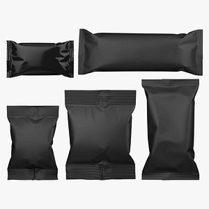 3D Snack Pack Foil Wrapper Mockup Set model