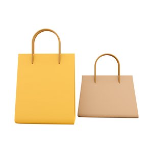 two leather bag icon 3D model