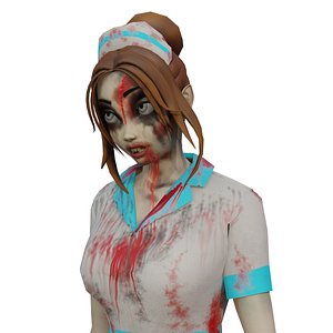 3D Cartoon Nurse Full Rigged and Animated in Blender and Unity model