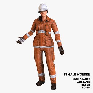 Female Worker CharacterRigged animated 3D model