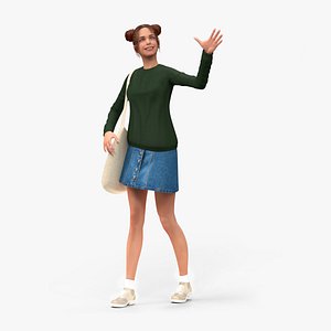 European Woman Street Style Rigged for Maya 3D model