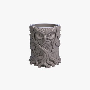 Ancient Owl Tree Pen Holder Mystical Forest Desk Organizer STL File 3D Printable