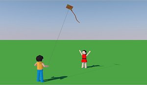 Kids Flying Kite (Animated)