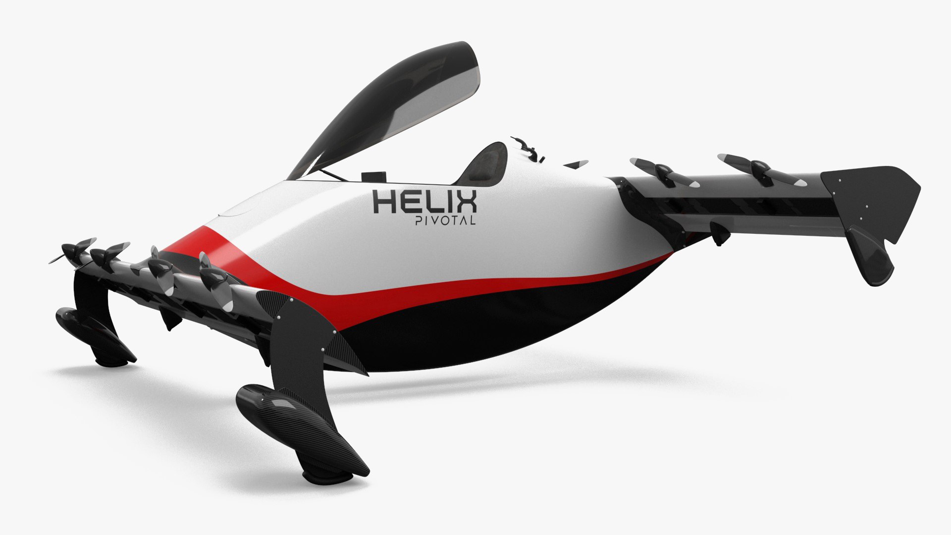 Helix Pivotal Electric VTOL Aircraft Rigged 3D model preview