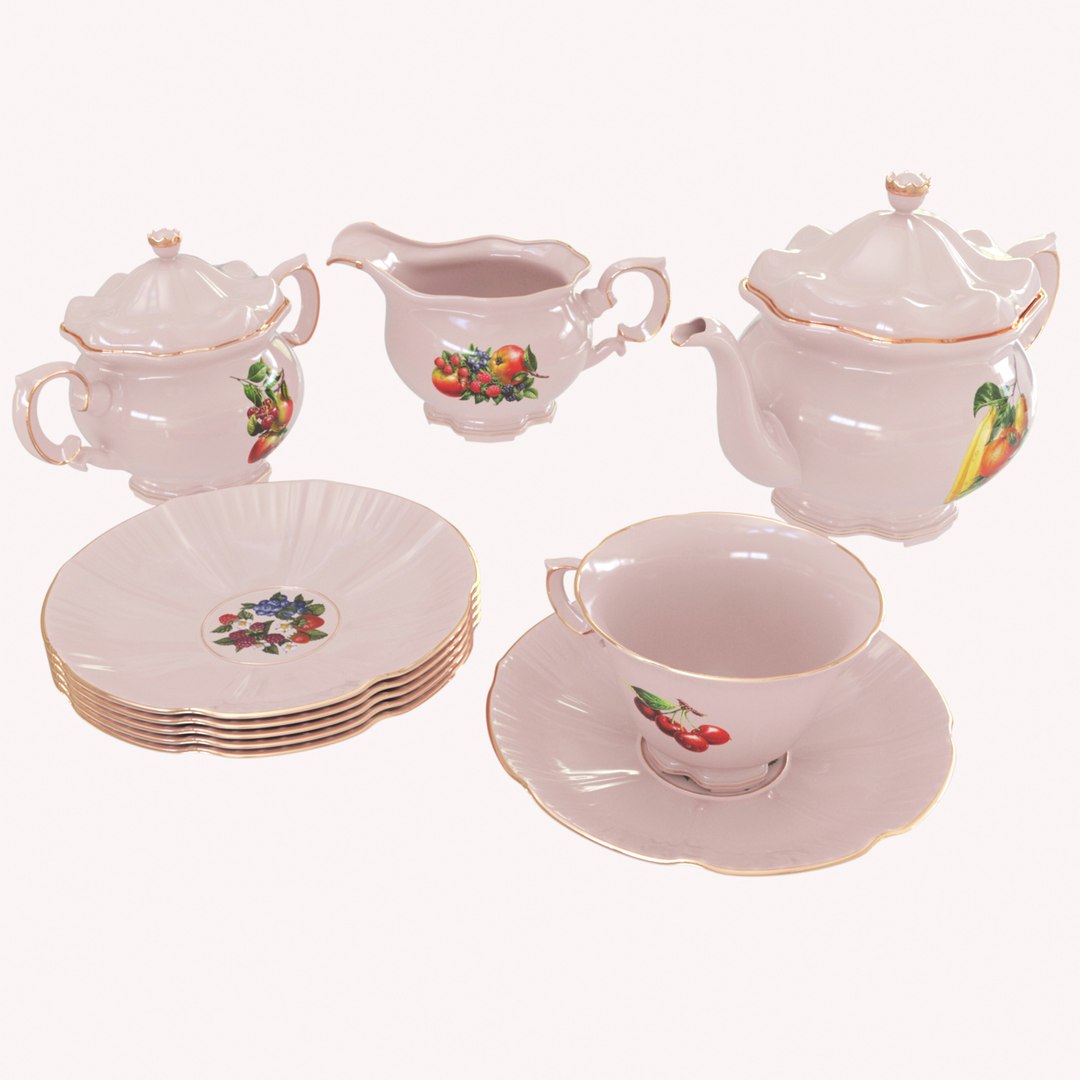 Porcelain Tea Set Model - TurboSquid 1410086
