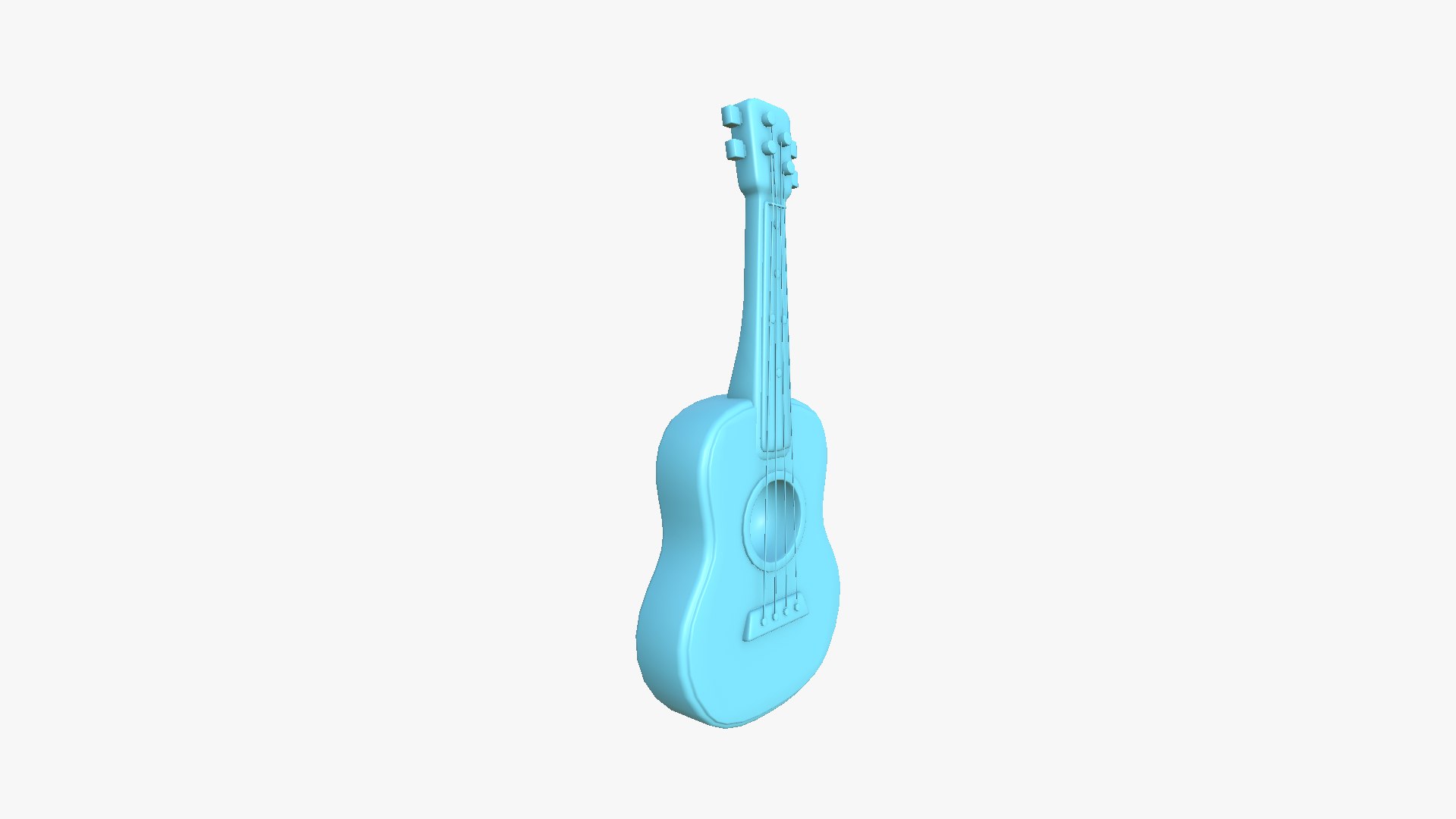 3d Cartoon Mexican Guitar A05 White Gold - Music Instrument Design 