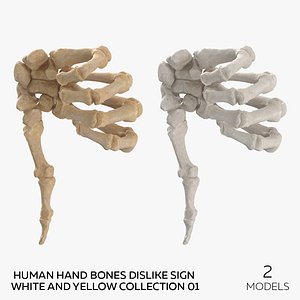 Human Hand Bones Dislike Sign White and Yellow Collection 01 - 2 models 3D model