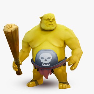 Game ready Rigged Ogre with weapon Low Poly