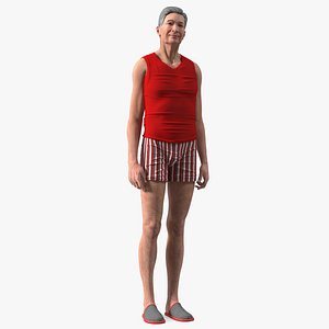 Chinese Elderly Man Underwear Style Rigged
