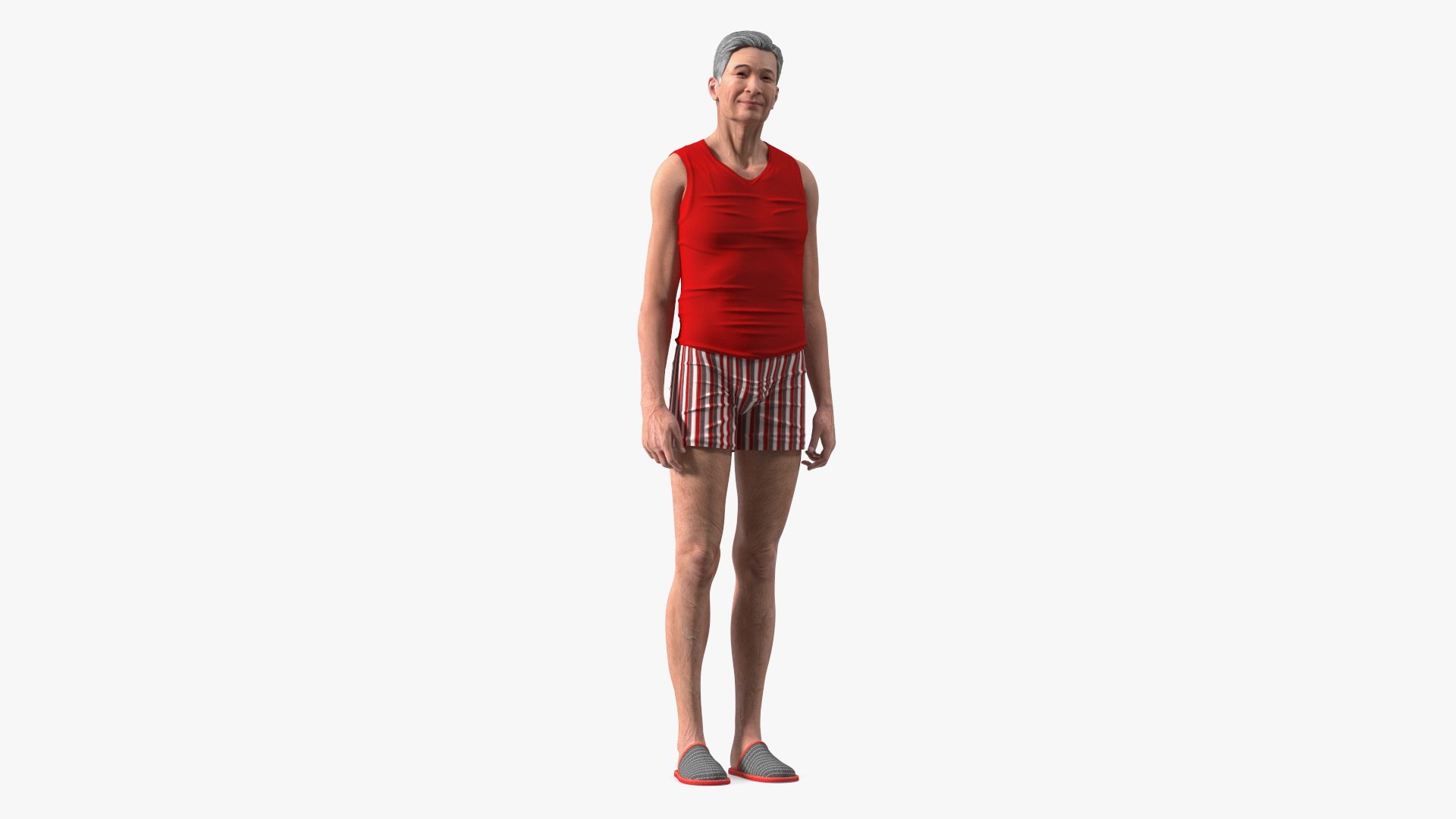 Chinese Elderly Man Underwear Style Rigged 3D model preview
