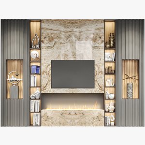 Wall with TV and decor 3D model