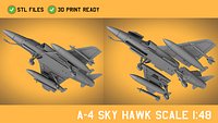 A4 Skyhawk Scale 1-48 STL Files 3D Print ready