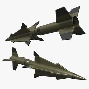 Vintage Military Rocket with Stabilizer Fins 3D model