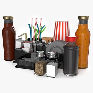 Restaurant Table Condiment Set 3D