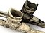Botas de esquis downhill e coleção de pólos