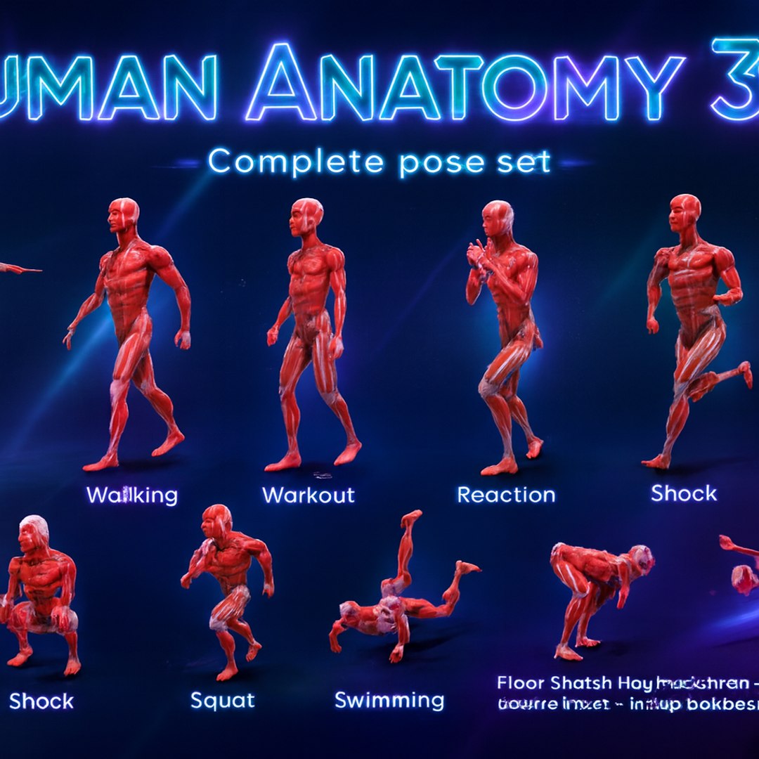 Human Anatomy 3D Rigged Models Complete Pose Animation Set 11 Models 3D ...