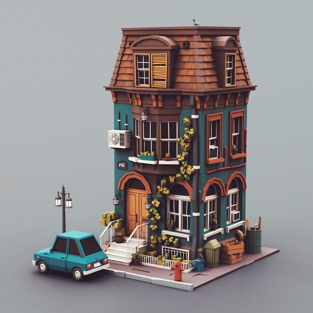 Low Poly Townhouse 05 3D - TurboSquid 2078042