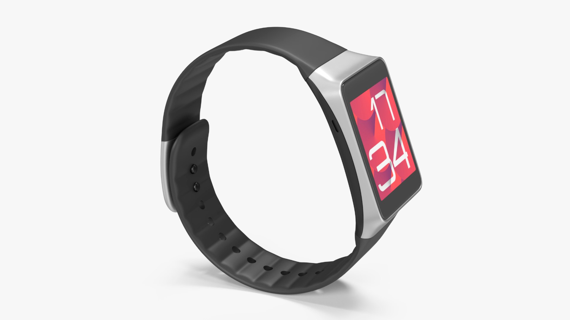 3D Smartwatch Samsung With Rectangular Face And Silicone Strap ...