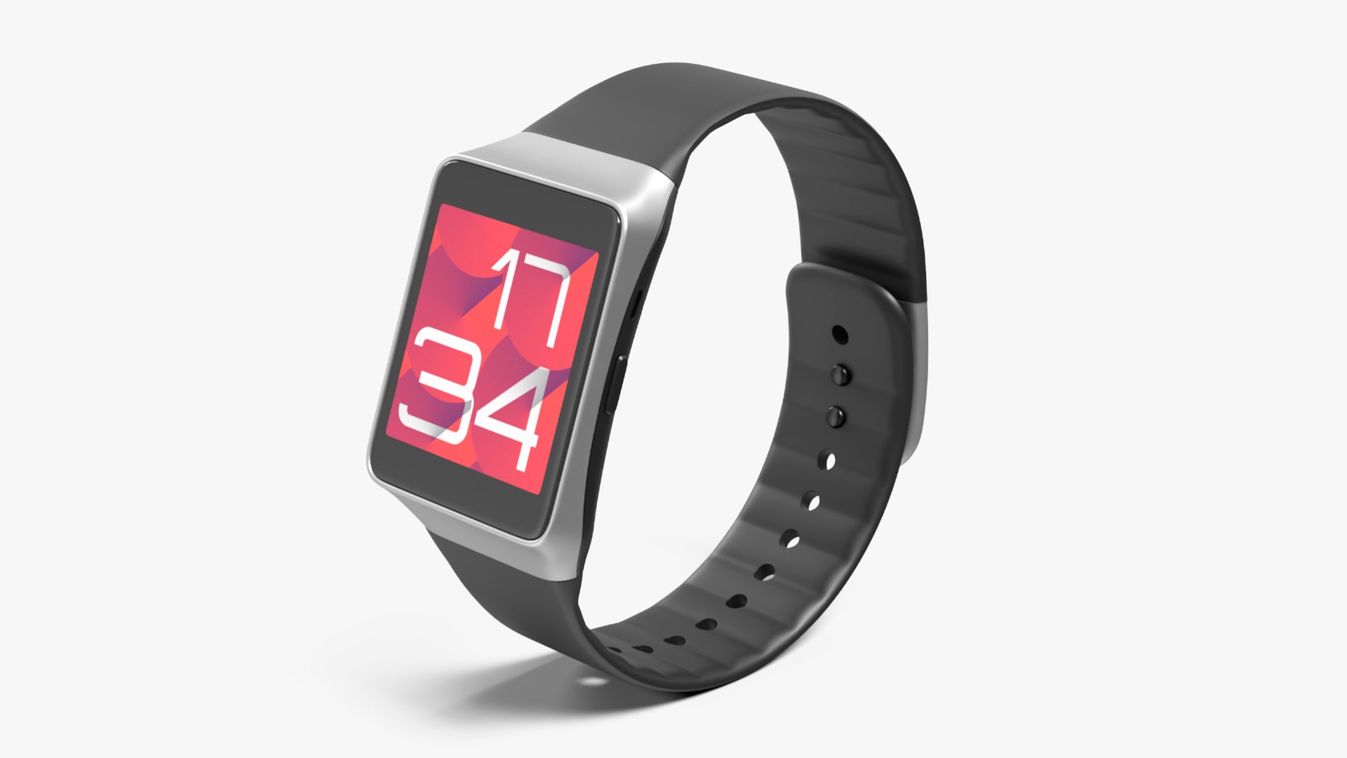 Smartwatch Samsung with Rectangular Face and Silicone Strap 3D model preview