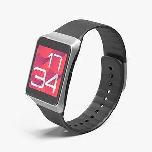 3D Smartwatch Samsung with Rectangular Face and Silicone Strap