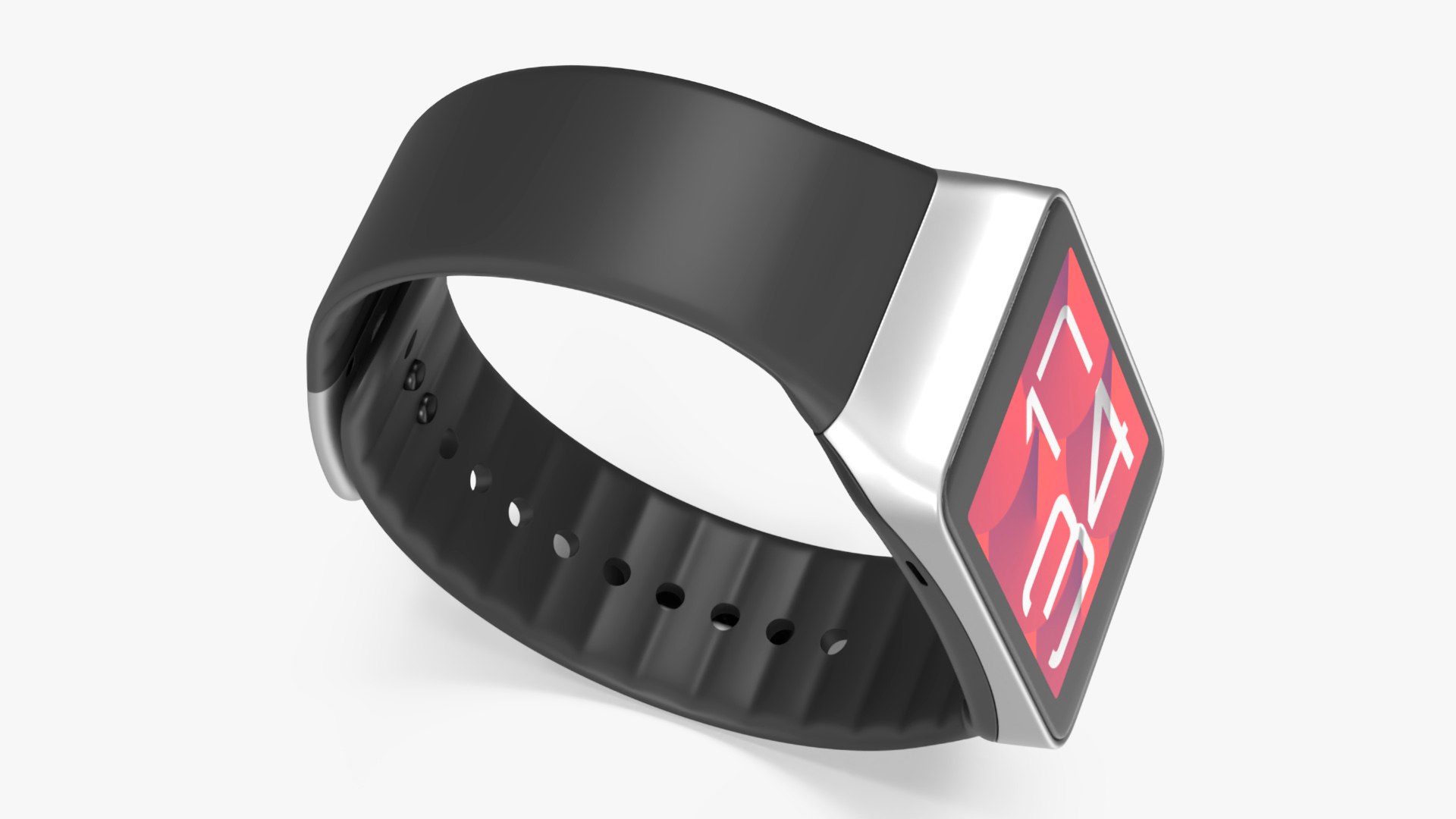 3D Smartwatch Samsung With Rectangular Face And Silicone Strap ...