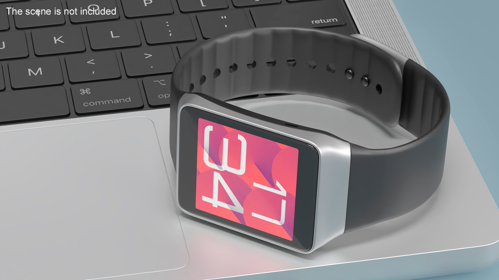 3D Smartwatch Samsung With Rectangular Face And Silicone Strap ...