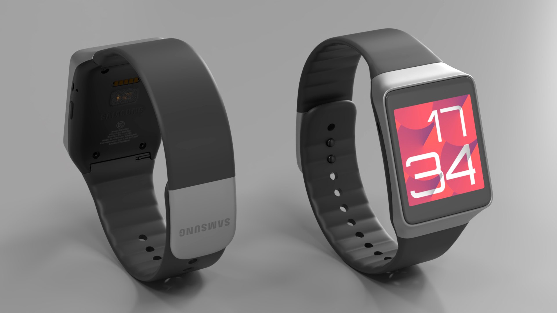 3D Smartwatch Samsung With Rectangular Face And Silicone Strap ...