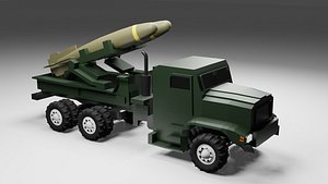 Military Transport Truck Low Polygon 3D Model 3D