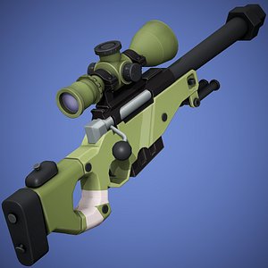 Stylized AWP Sniper Rifle v2 Low Poly 3D model