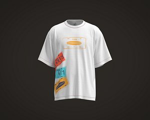 Mens oversized t-shirt with cuba graphic 3D