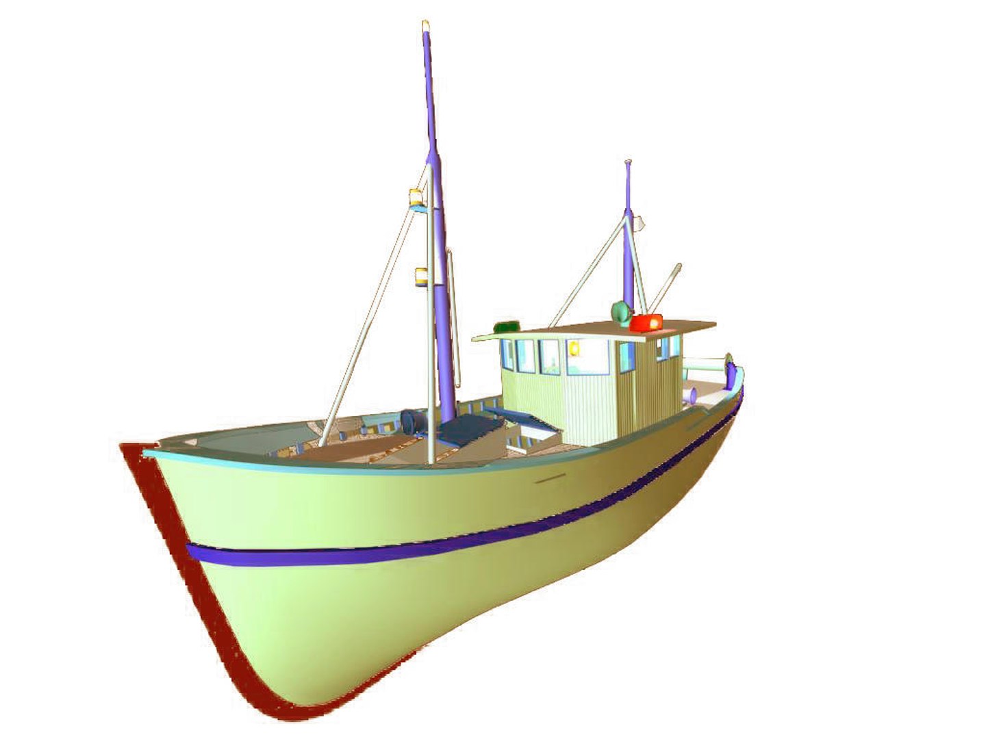 Sawn Fishing Boat Trawler 3d Model