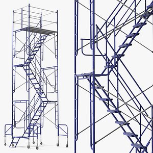 Construction Rolling Stair Tower 21ft Blue Silver