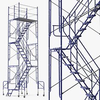 Construction Rolling Stair Tower 21ft Blue Silver