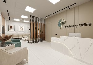 Psychiatry Office 4 Packs Reception  Area and Waiting Room plus Main Office and Control Room C4D 3D