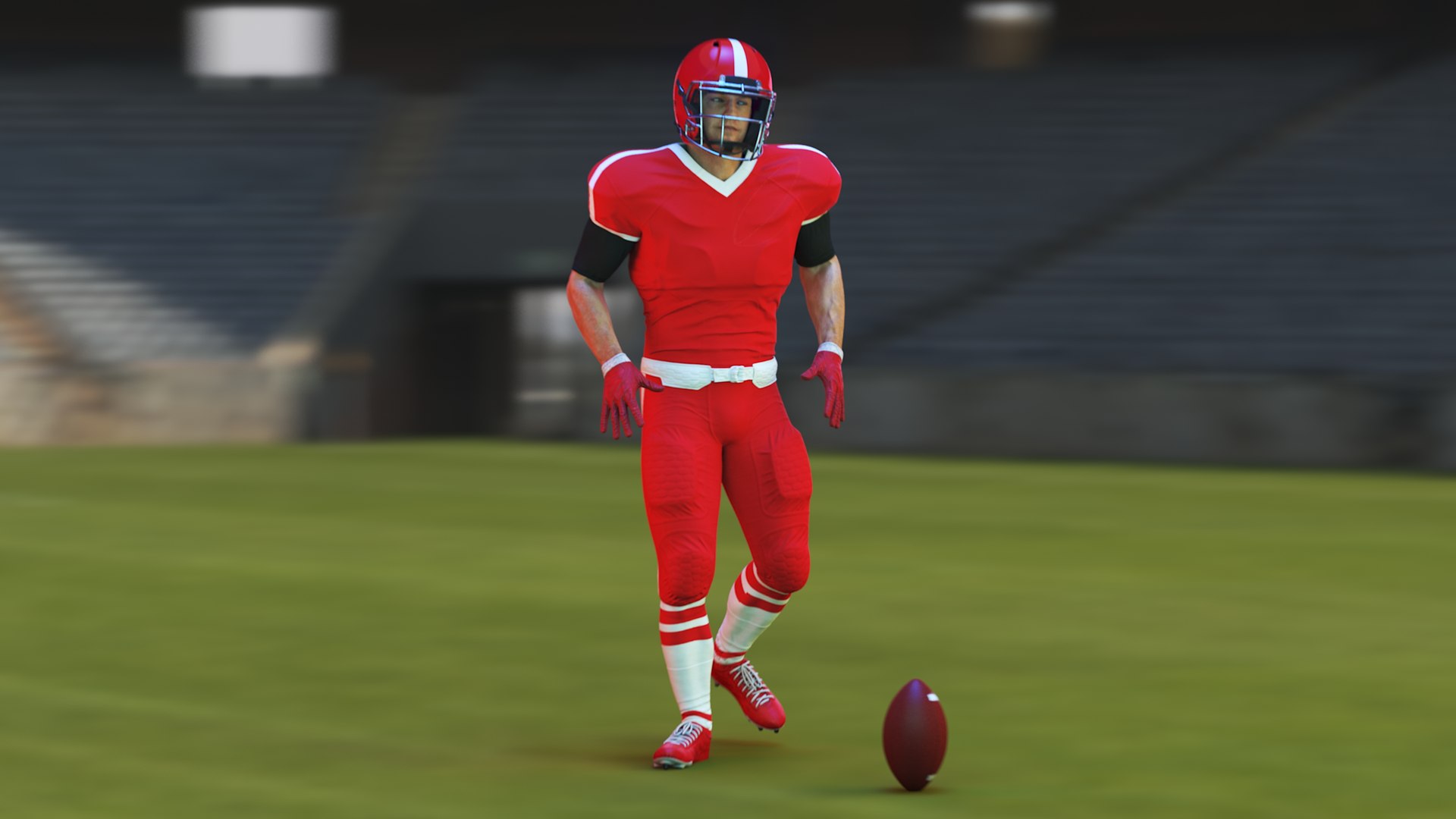 Red Uniform Football Player Rigged for Maya 3D model preview