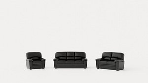 Lindby Sofa Group 3 Seater 2 Seater Armchair Artificial Leather Black model
