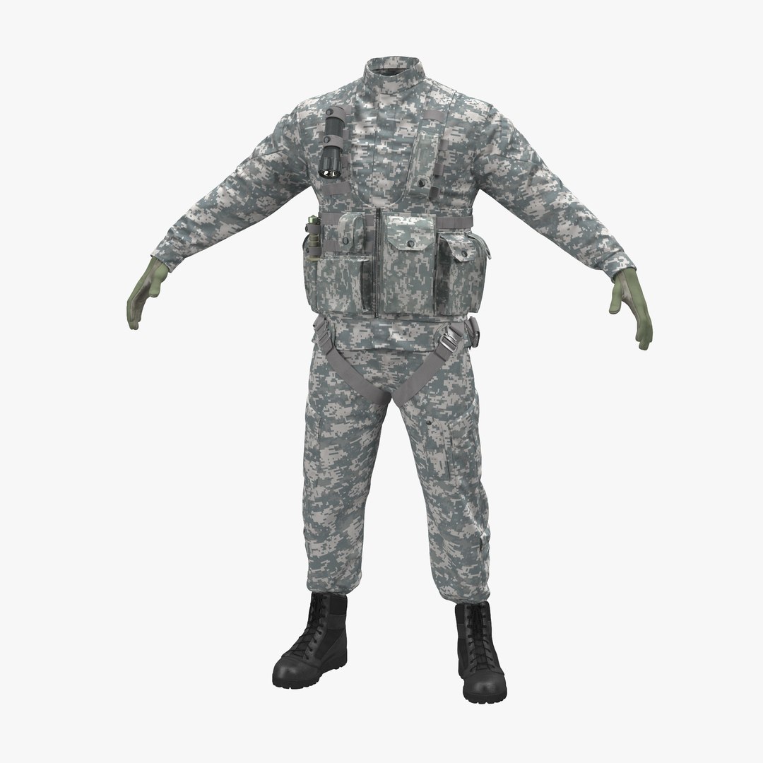 US Helicopter Pilot Uniform Camo 2 3D Model 3D model preview