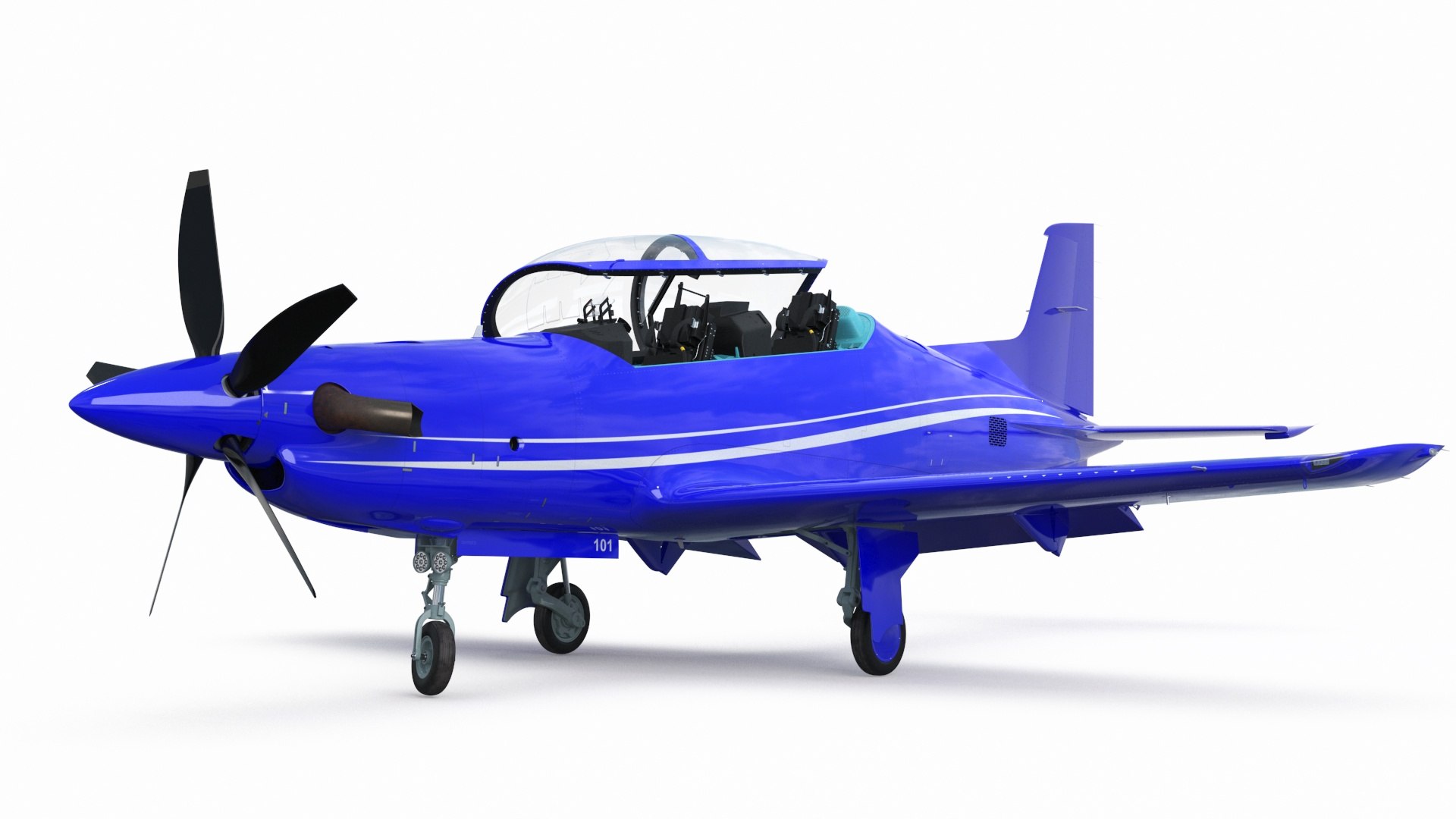 Training Aircraft Blue Rigged for Cinema 4D 3D model preview