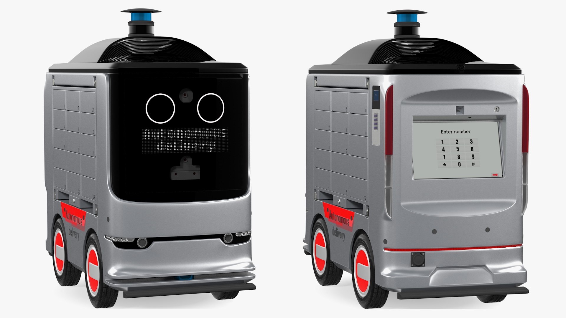 3D autonomous delivery service robot model https://p.turbosquid.com/ts-thumb/3L/1khf1Y/OYfJQpdB/autonomousdeliveryservicerobotrigged3dmodel007/jpg/1601912268/1920x1080/fit_q87/55adb53dab79596ecfebdf565431ca371f54d845/autonomousdeliveryservicerobotrigged3dmodel007.jpg