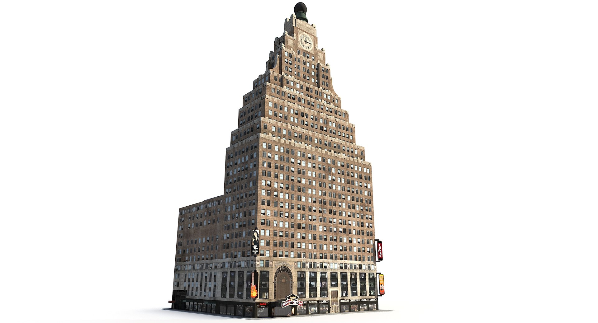 3D Paramount Building Low Poly Model - TurboSquid 1816144