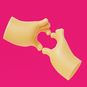 Cartoon Hands Heart Pose Illustration Emoji Low-poly 3D model