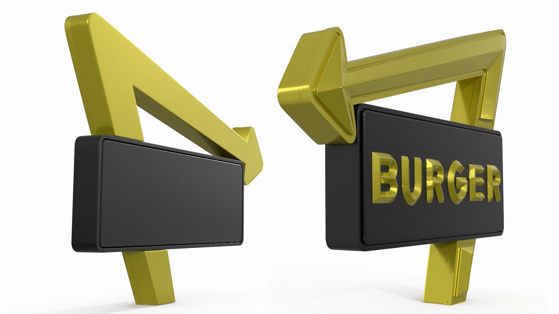 Black Gold Burger Sign 3D Model - TurboSquid 2277614