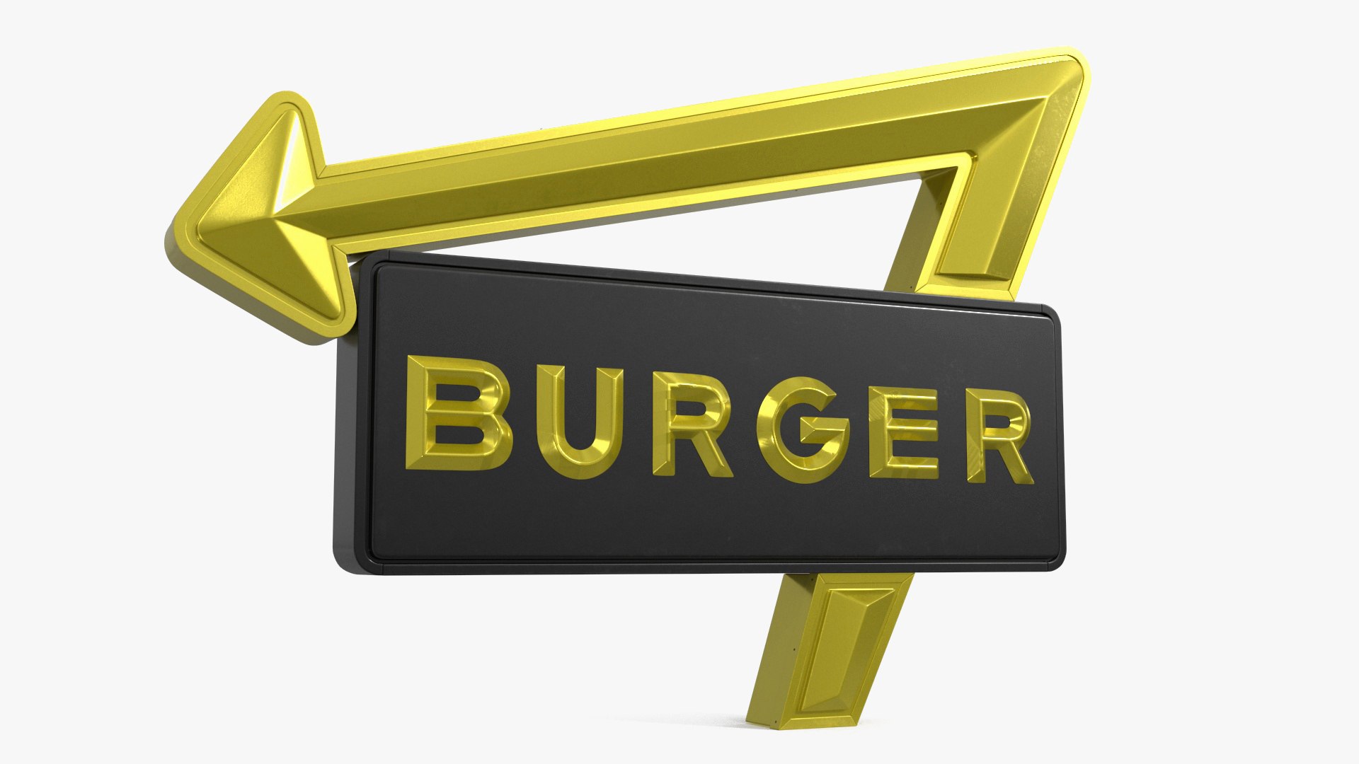 Black Gold Burger Sign 3D Model - TurboSquid 2277614